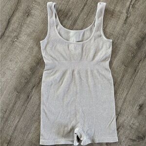 Cute Gray Ribbed Pilates / Yoga Playsuit Romper